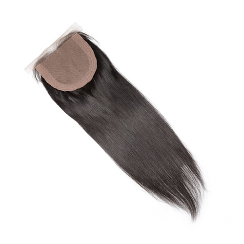 Zijde Basis Sluiting Braziliaanse Straight Remy Haar 4X4 Siwss met Gebleekte Knopen Middendeel stijl