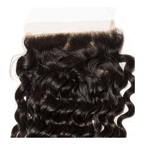 Diepe Golf 4x4 Gratis Stijl Vetersluiting Braziliaanse Natuurlijke Kleur 10 "-20'' Virgin menselijk Haar Zwitserse Medium Bruin Kant