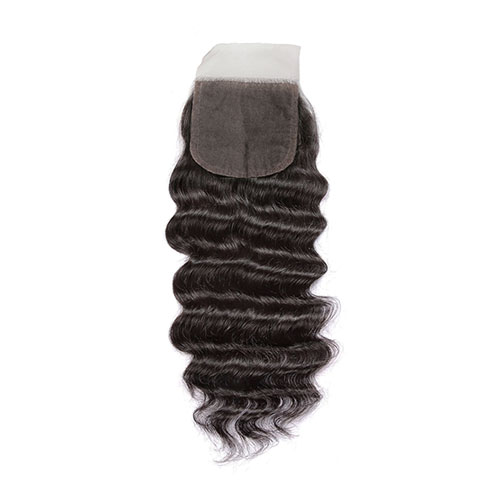 Zijde Basis Sluiting Midden Deel 4 "x 4" Braziliaanse Natuurlijke Wave Stijl Met Natuurlijke Kleur Remy Haar