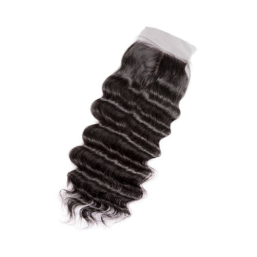 Zijde Basis Sluiting Midden Deel 4 "x 4" Braziliaanse Natuurlijke Wave Stijl Met Natuurlijke Kleur Remy Haar