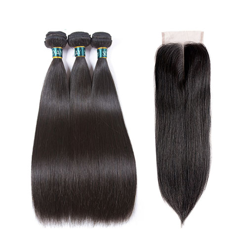 Steil Haar Bundels Met Sluiting Braziliaanse Straight Human Hair Weave 3 Bundels Met Sluiting Menselijk Haar Inslag Met Sluiting