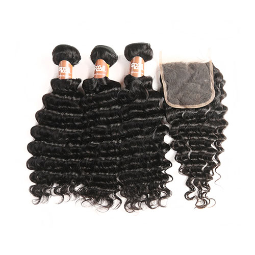 Body Wave 3 Bundels Met Sluiting Mongolian Haar Weefsel Bundels Haarverlenging Non-Remy Human Hair Bundels Met sluiting