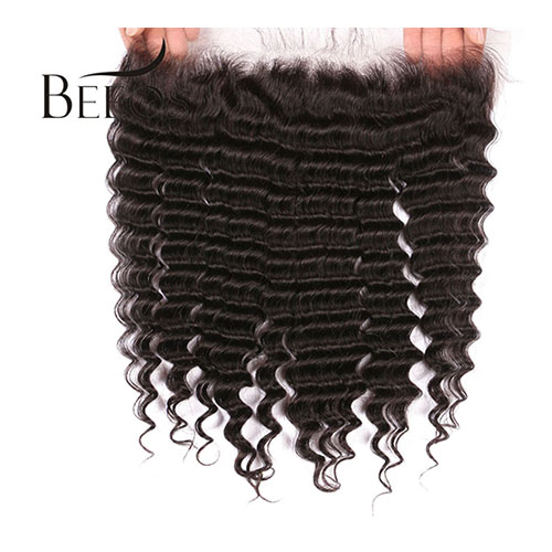 Peruaanse Diepe Golf 13*4 Kant Frontale Remy Pre geplukt Frontale Sluiting Met Baby Haar Oor Tot Oor Zwitserse kant