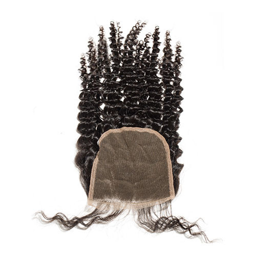 Braziliaanse Diepe Krullend Kant 4 ''x 4'' Sluitingen Maagd Menselijk Haar Knopen Gebleekte Gratis deel Stijl Medium Bruin