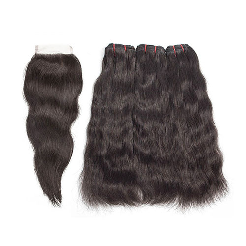 Water Wave 3 Bundels Met Sluiting Menselijk Haar Bundels met Sluiting Gratis Deel Indian Menselijk Haar Niet Remy Weave