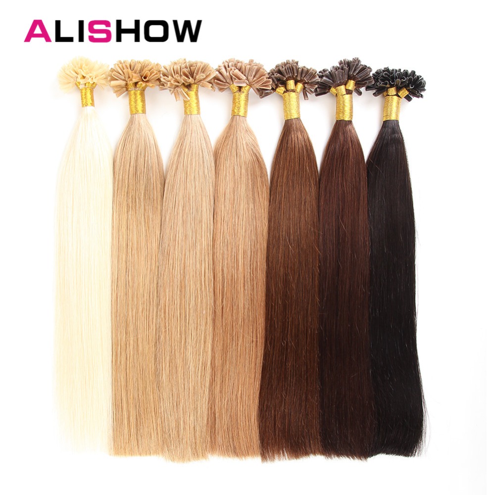 # 1B Remy Straight Nail U Tip Human Hair Extensions Fusion Salon Stijl Echt Haar 20 "Natuurlijke Zwarte 120G 200 Strengen PreColored